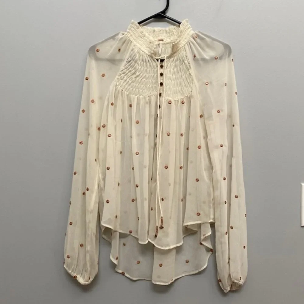 ❗️SOLD❗️Free People Sheer Blouse Size XS - Picture 1 of 5